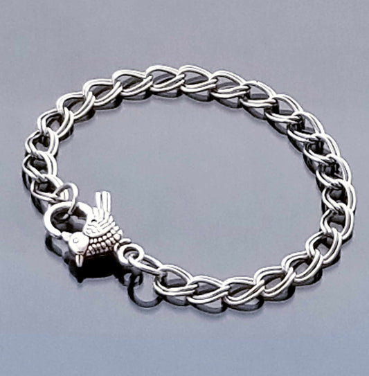 Size 8 /Bird Lobster Clasp /Double Link Bracelet / Starter Charm Brac image 1