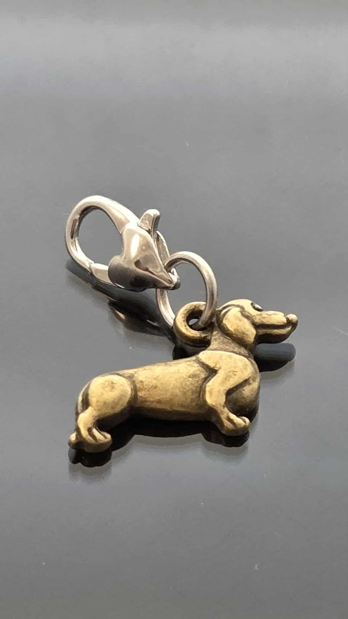 Dachshund on Heart Lobster Clasp Charm