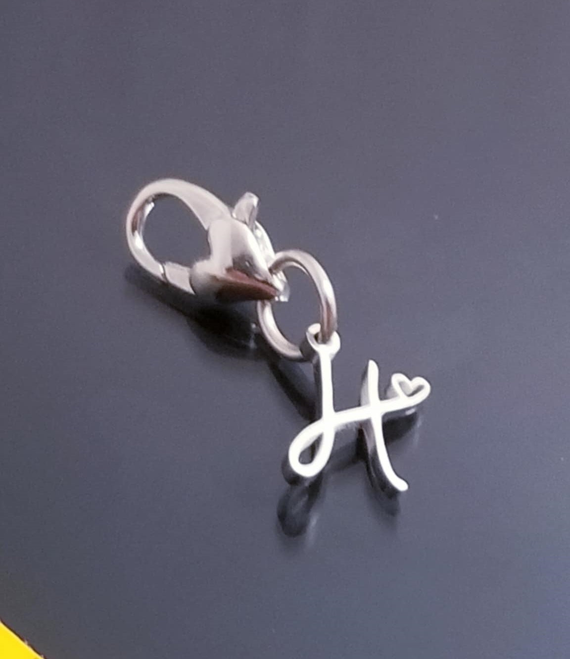 Initial H Charm Dangle /Letter H Charm /Heart Lobster Clasp /Dangle image 0