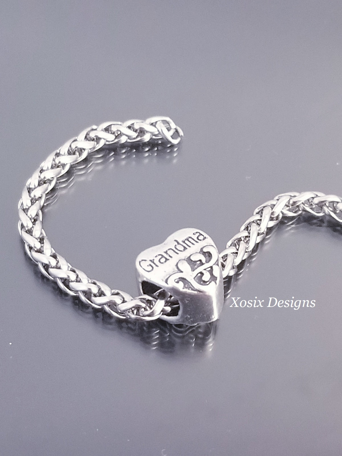 Grandma Heart Bead /Fleur de Lis Bead /European Bead /Fit Bracelet Bangl image 2
