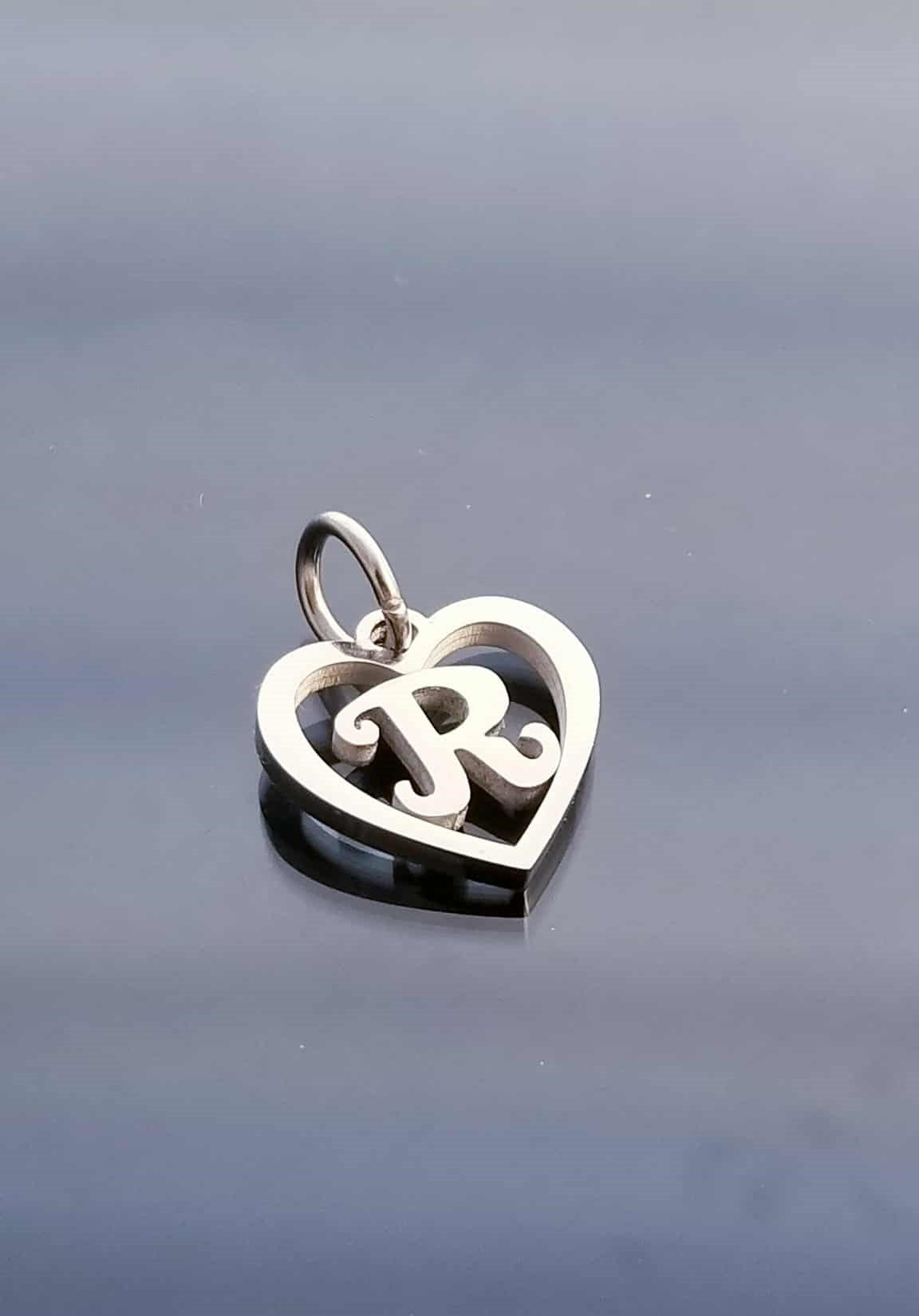 Letter R Charm /Heart Charm /For Bracelet Bangle Necklace image 0