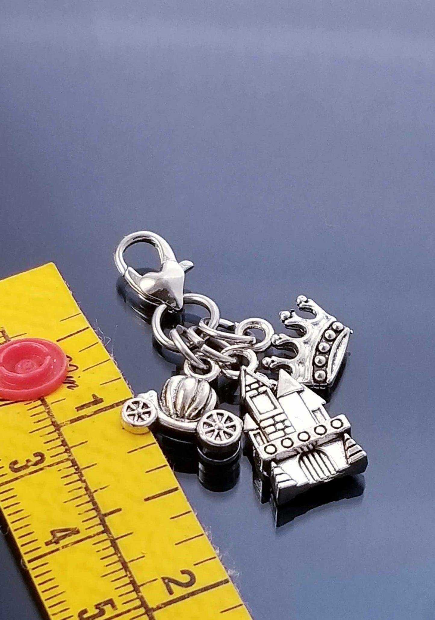 Disney-Inspired Princess Charm Set - Pumpkin Coach, Castle & Crown with Heart Lobster