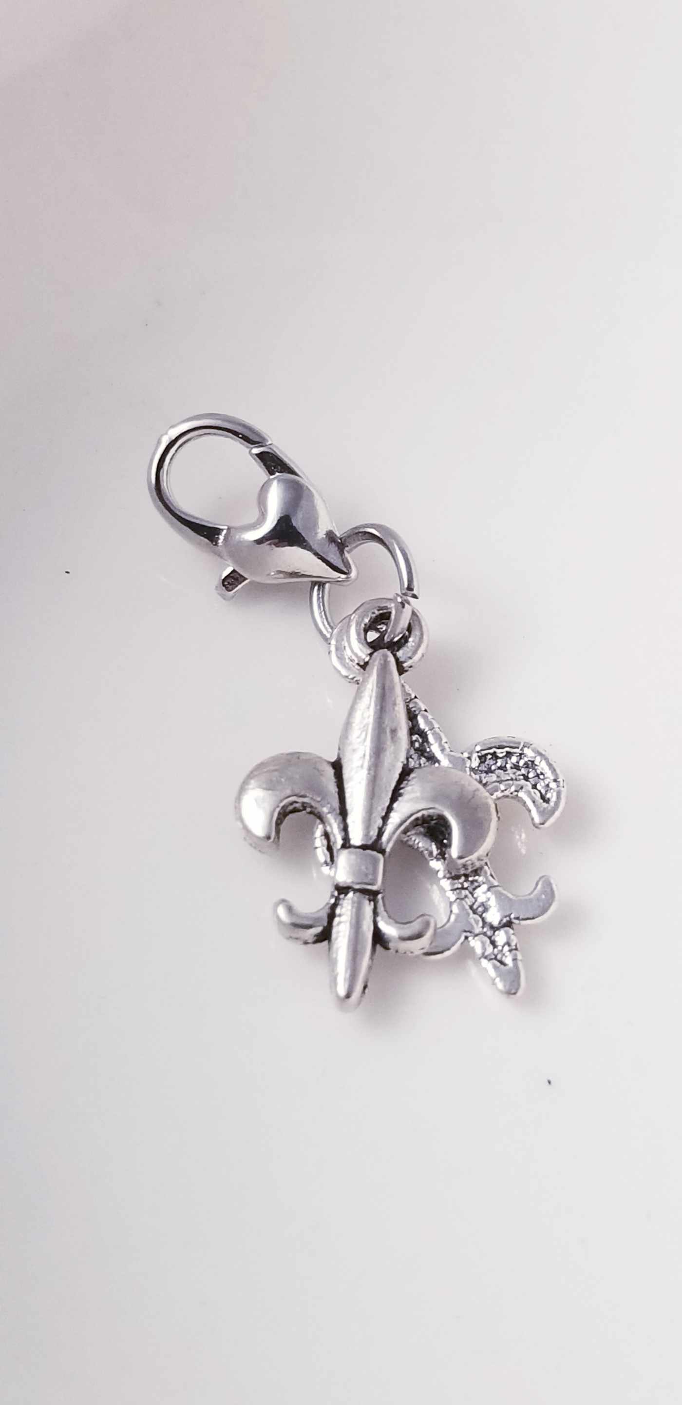 Fleur de Lis charms / Saints charms /Heart Lobster Clasp /Clip On Charms