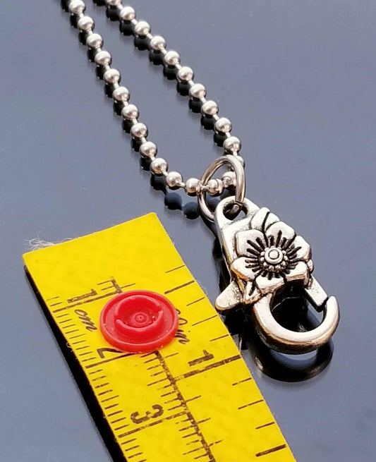 Charm Holder with Flower Clasp - 23.6" Ball Chain Keeper