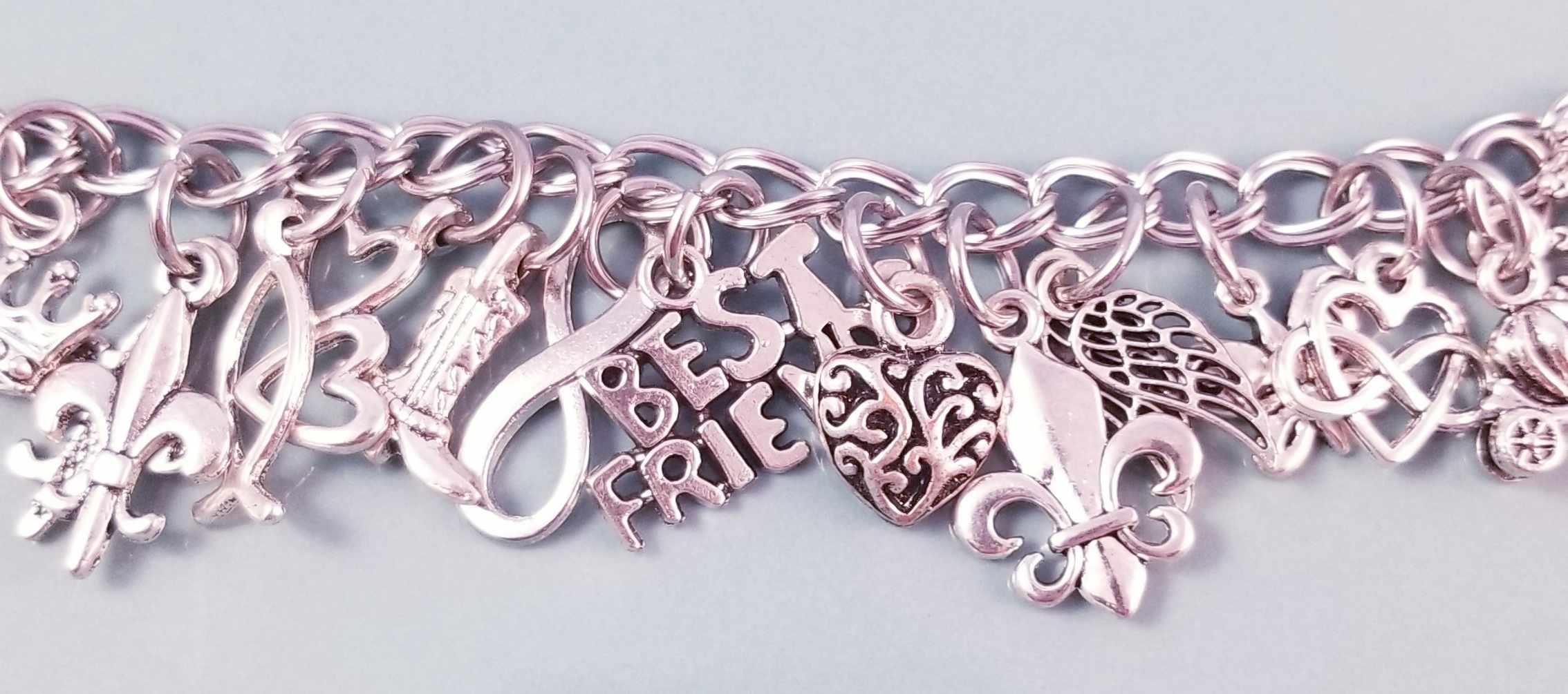 Charm Bracelet /Heart Bracelet /Chunky Charm Bracelet /Charms on Bracelet image 2