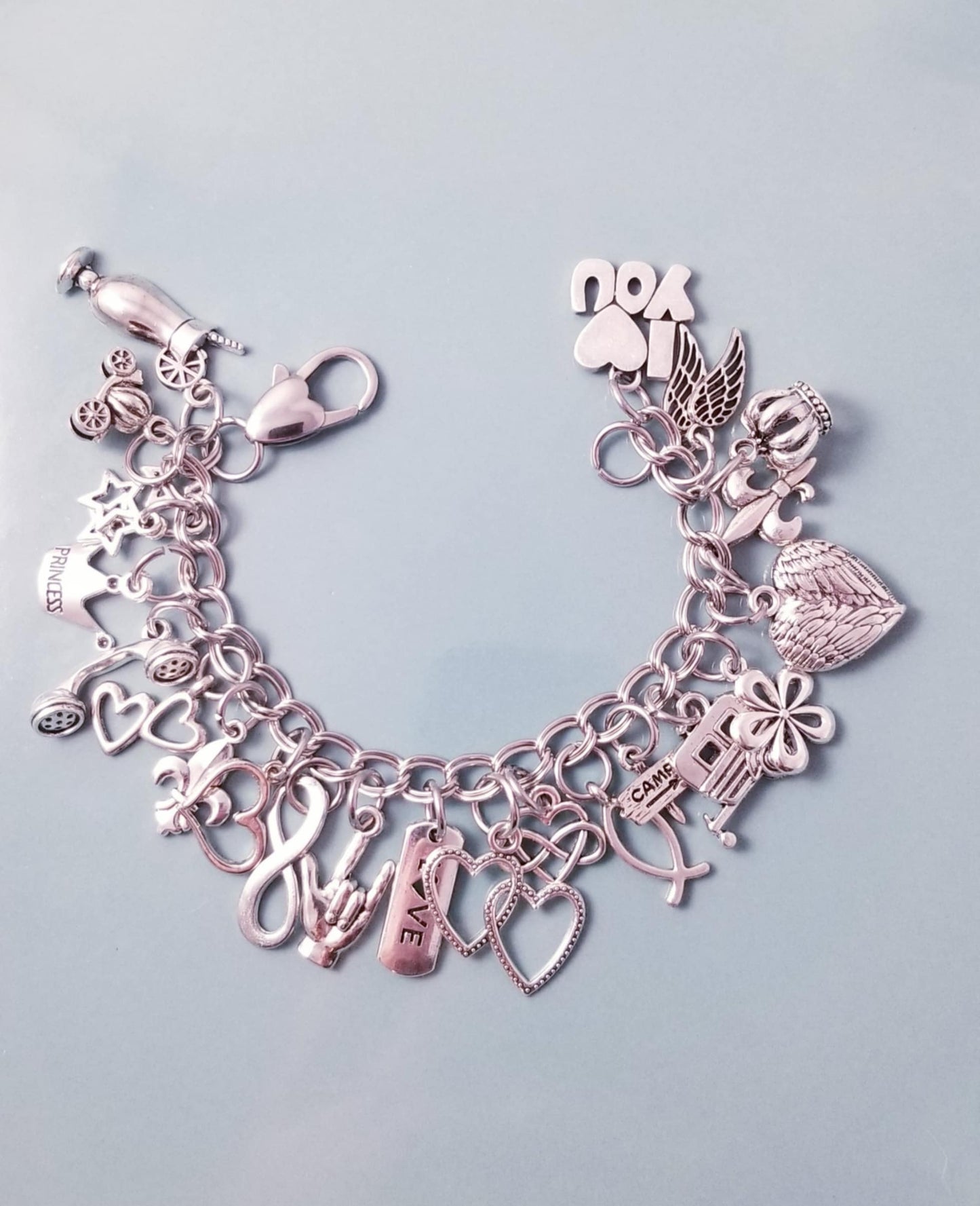 Ultimate Chunky Charm Bracelet - Silver Stainless Steel with Premium Charm Collection