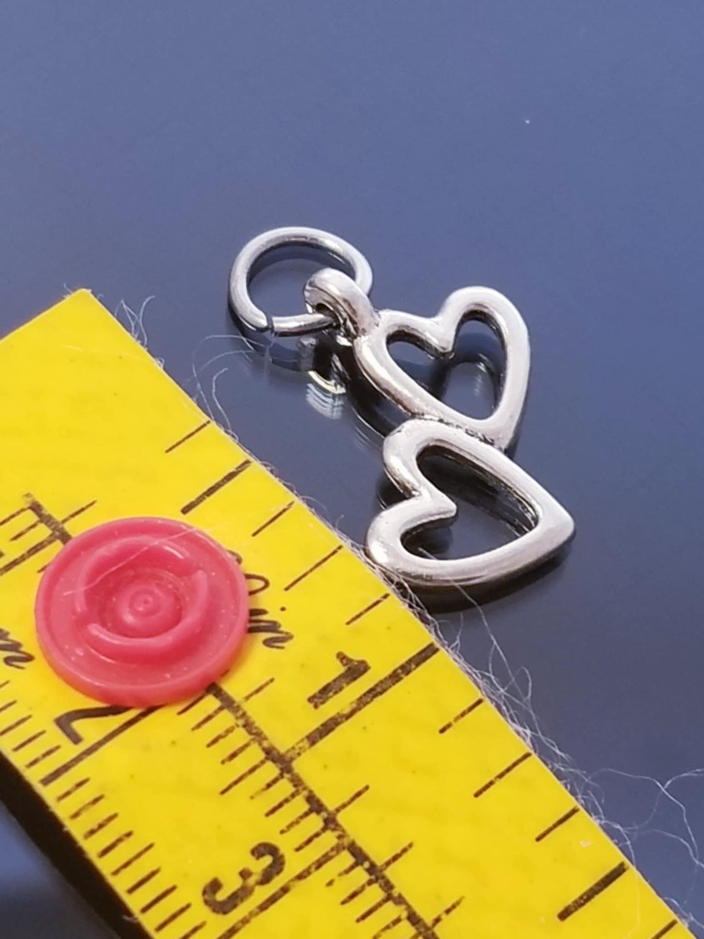 Double Heart Link Charm/ Heart Charm/ /For Bracelet Bangle Necklace image 2
