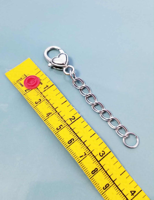 Charm Extender with Large Heart Lobster Clasp - Add Multiple Charms - Approx 3 - 3.5 Inch