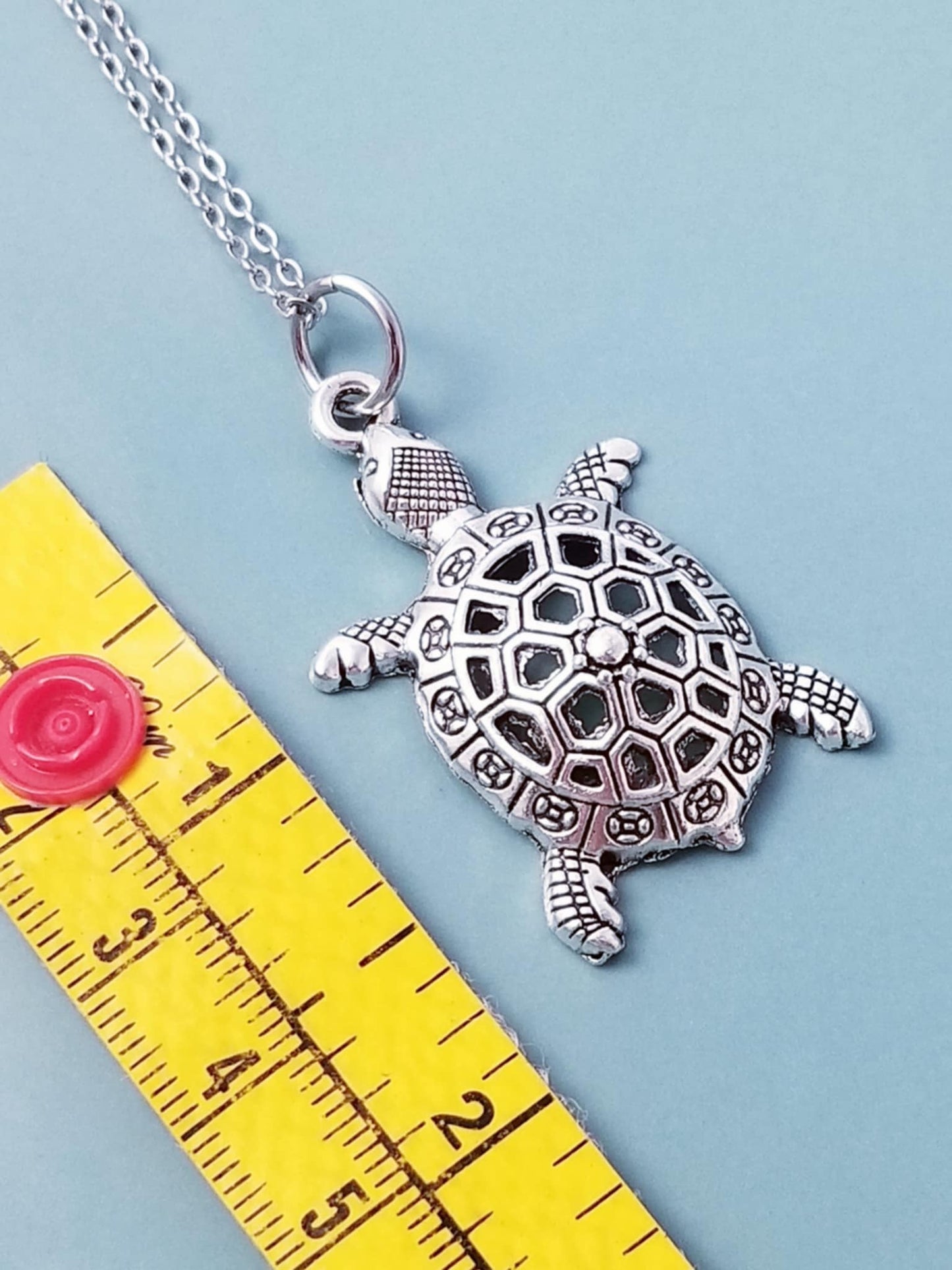 Sea Turtle Charm Necklace /Stainless Steel 27 Inch Chain
