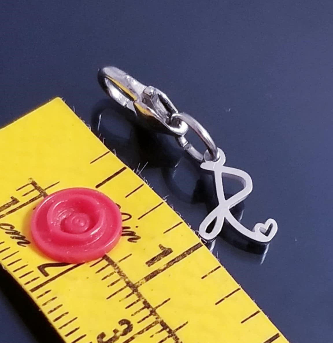 Initial R Charm Dangle /Letter R Charm /Heart Lobster Clasp /Dangle image 1