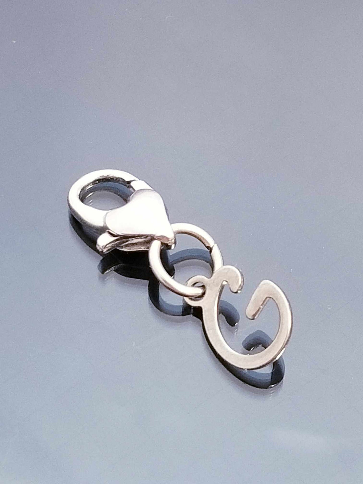 Initial G Charm Dangle /Letter G Charm /Heart Lobster Clasp /Clip On Purse image 0