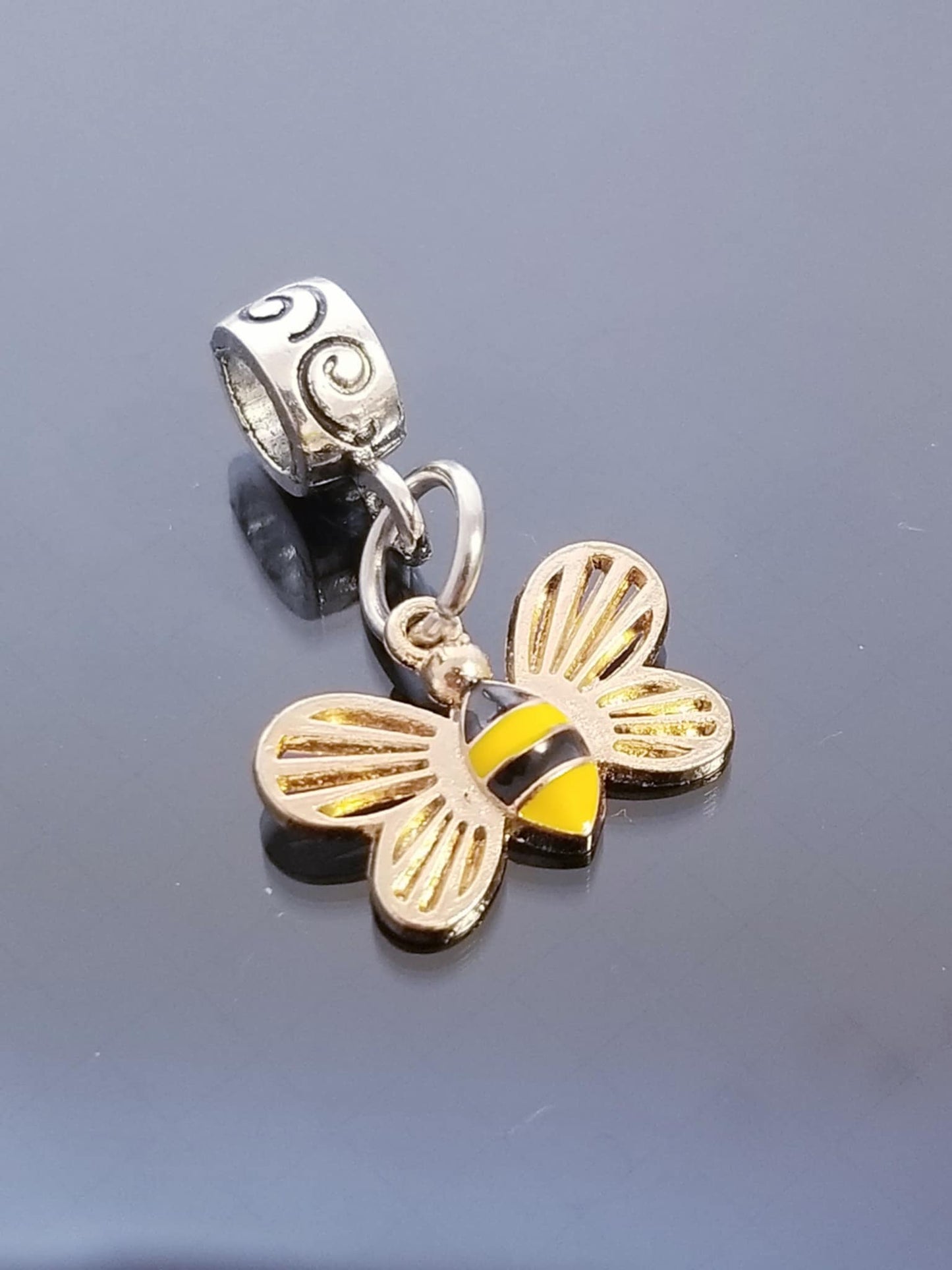 Yellow Honey Bee Charm/ European Charms/ Dangle Charms image 0