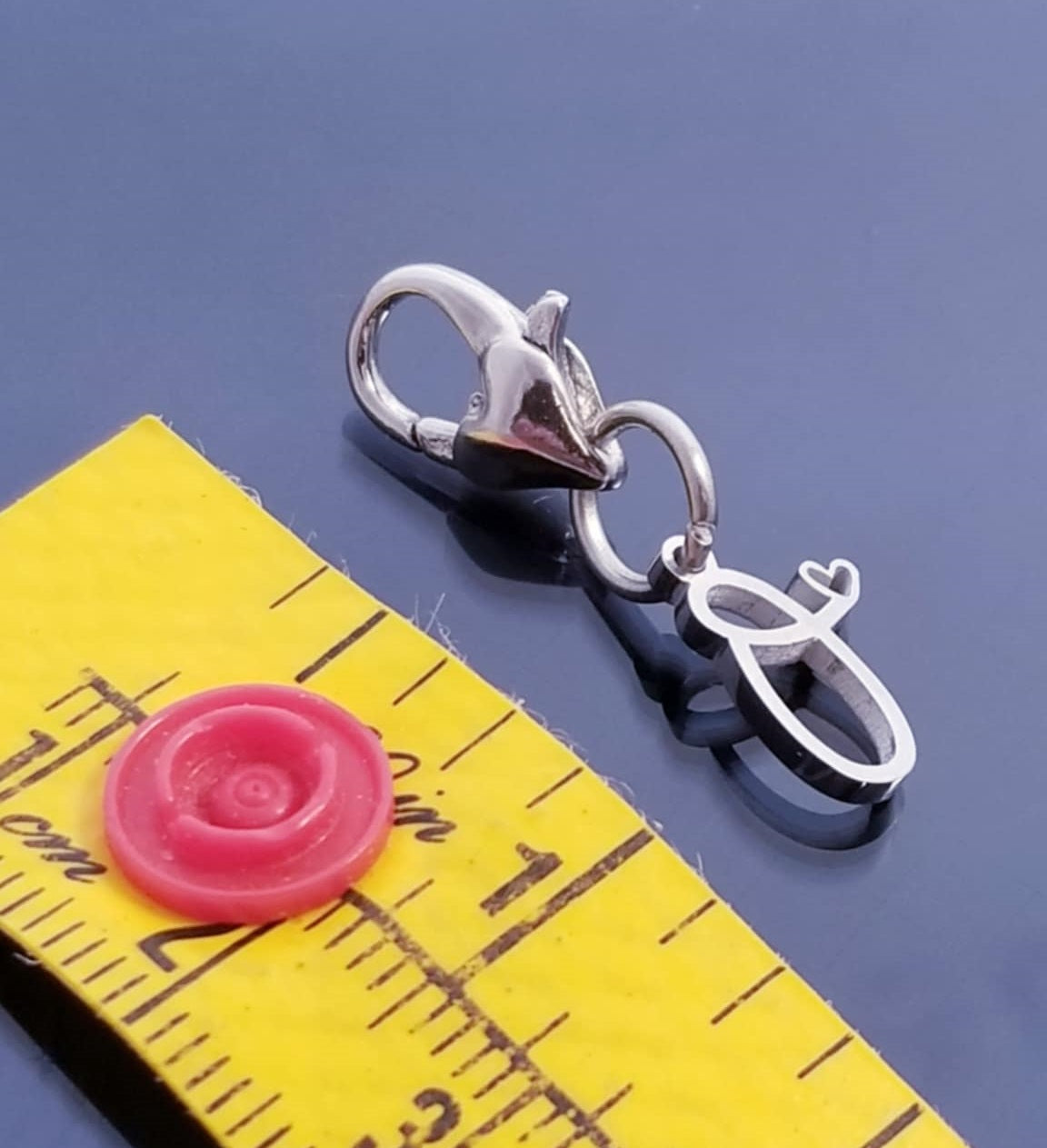 Initial O Charm Dangle /Letter O Charm /Heart Lobster Clasp /Dangle image 1