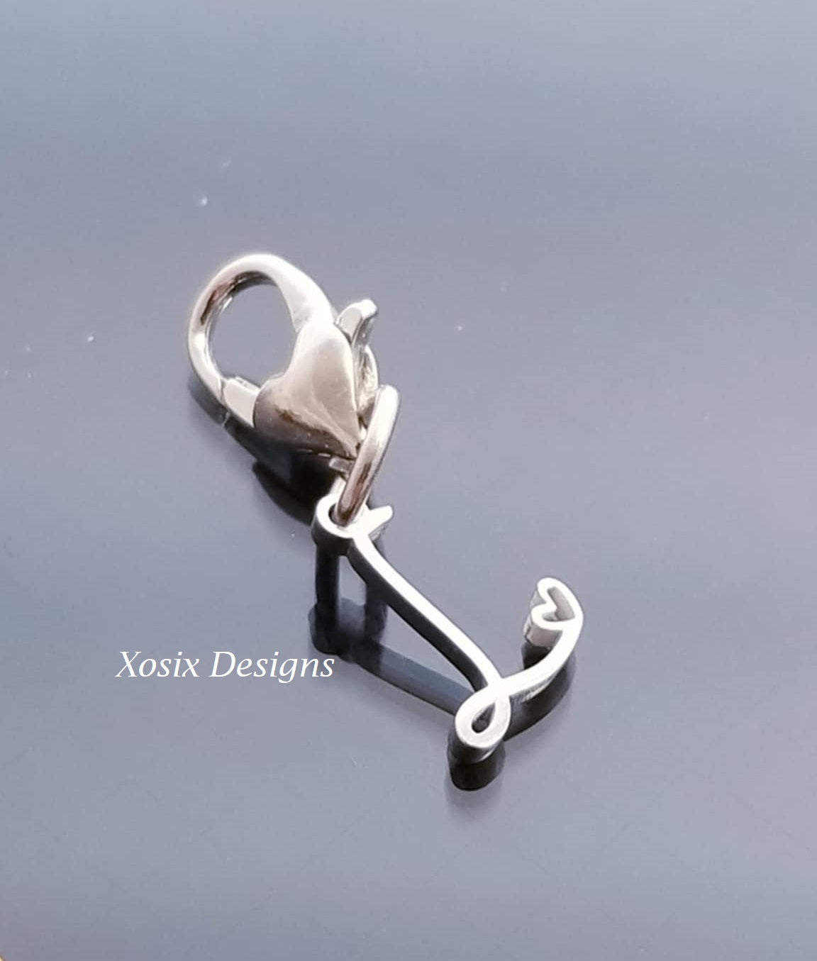 Initial L Charm Dangle /Letter L Charm /Heart Lobster Clasp /Dangle image 0