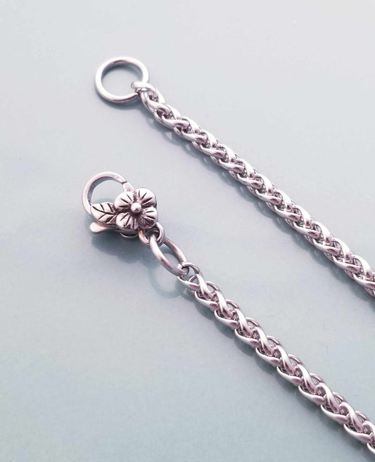 Size 6 /Flower Lobster Clasp /Foxtail Chain Bracelet / Starter Charm Bracelet