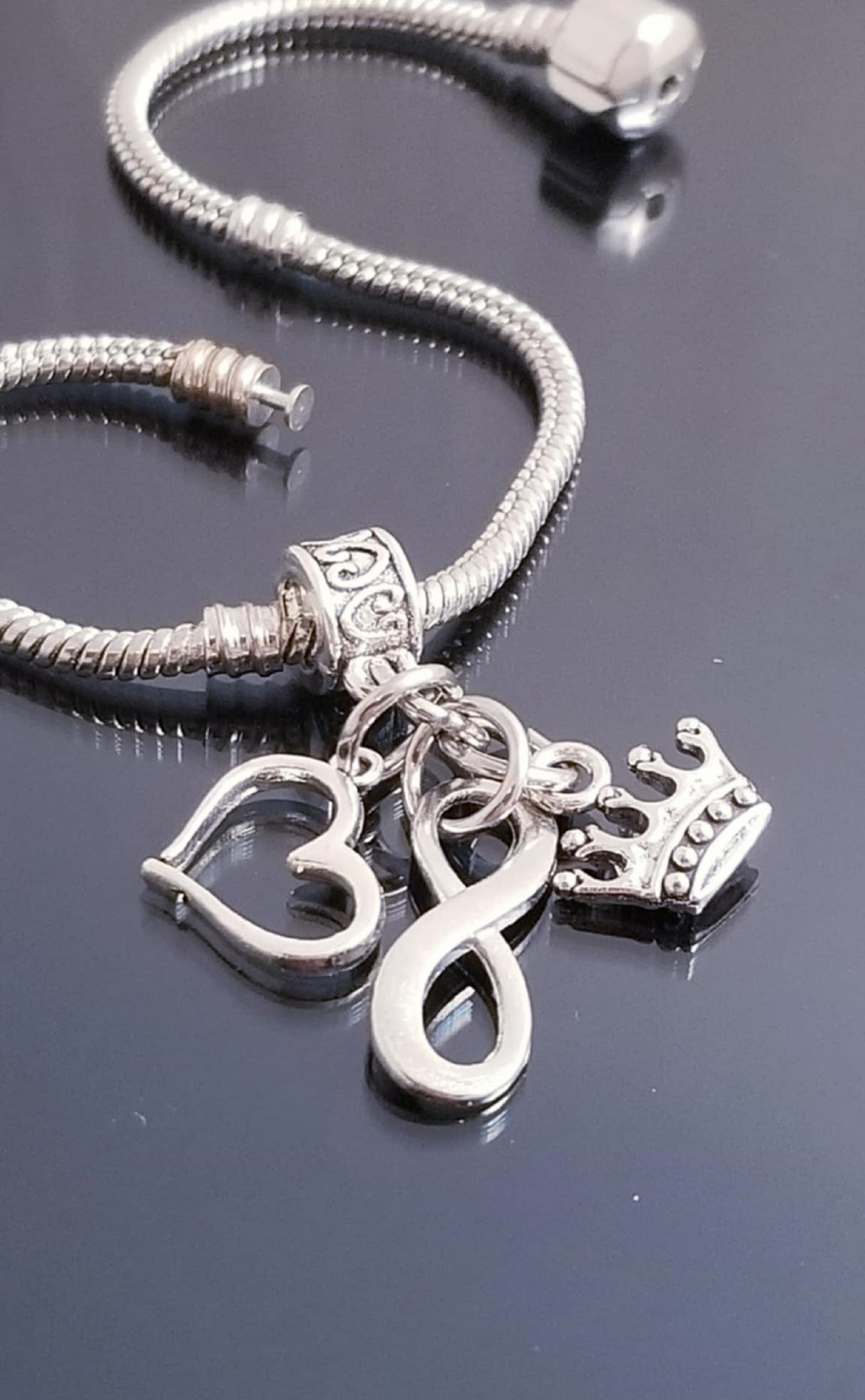 Crown Charms/ Heart Charm/ Infinity /Princess /European Charms/ Dangle Charms image 4