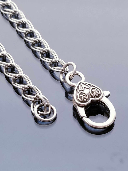 Size 8 /Heart Lobster Clasp /Double Link Bracelet / Starter Bracelet image 1