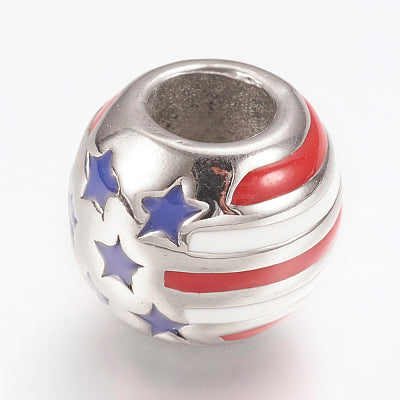 4th of July Charm /Patriotic Bead /European Bead /Fit Bracelet Bangle Necklace image 1