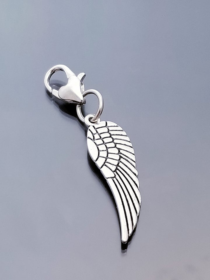 Angel Wing Charm / Heart Lobster Clasp /Clip On Purse Charm image 0