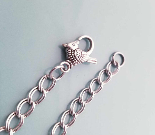 Size 6 /Bird Lobster Clasp /Double Link Bracelet / Starter Charm Bracelet