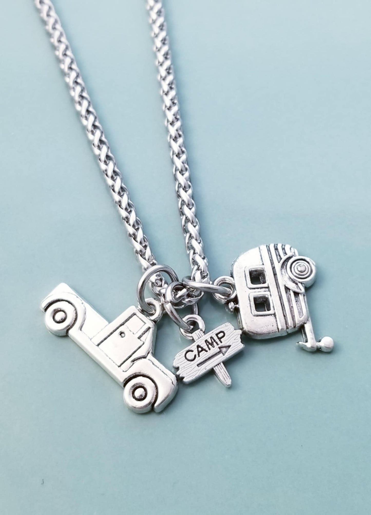 Happy Camper /Camping Charms /23.7 Inch Foxtail Necklace