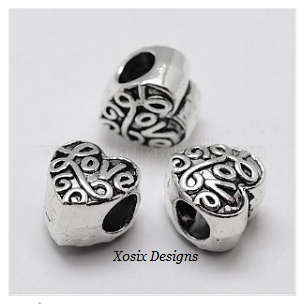 Heart Bead / Love Bead /European Bead /Fit Bracelet Bangle Necklace image 0