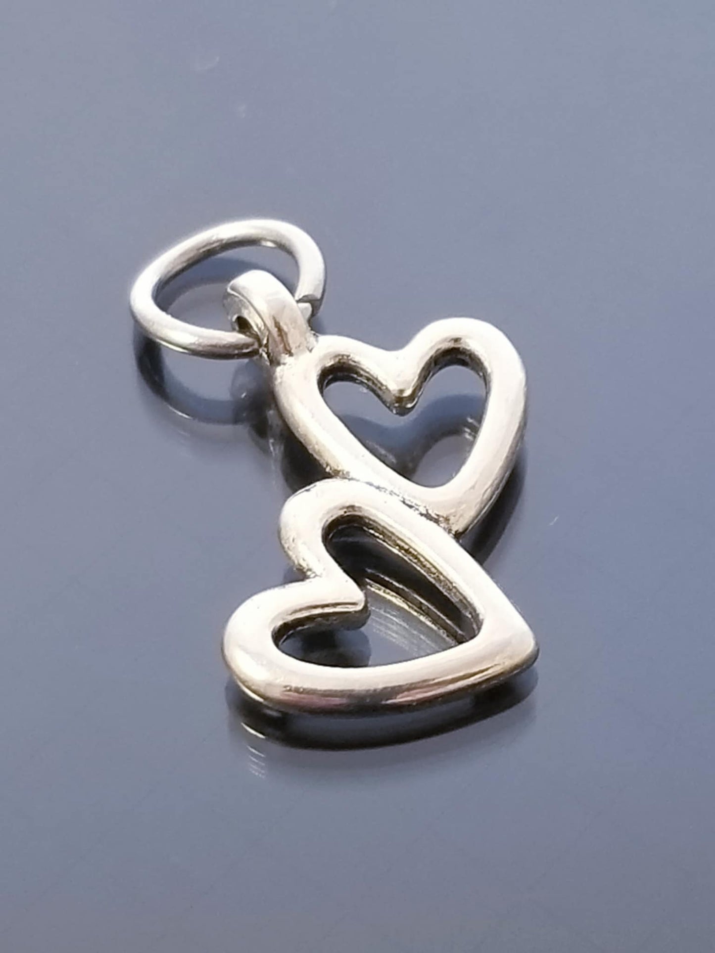 Double Heart Link Charm/ Heart Charm/ /For Bracelet Bangle Necklace image 1
