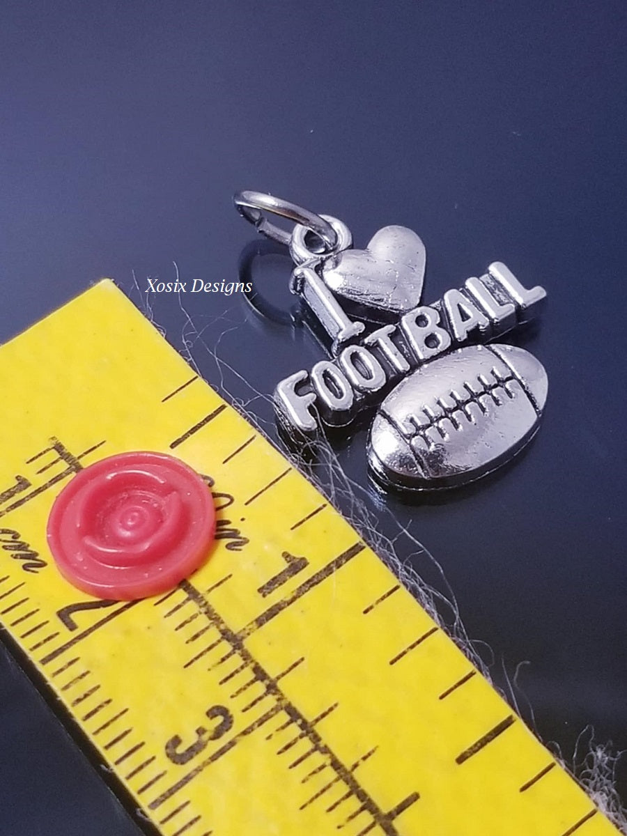 I Love Football Charm /Sports Charm /For Bracelet Bangle Necklace image 1