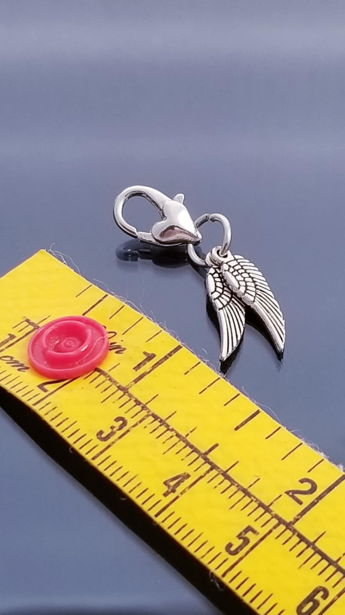 Angel Wings /Heart Charm Dangle /Open Heart Charm /Heart Lobster Clasp