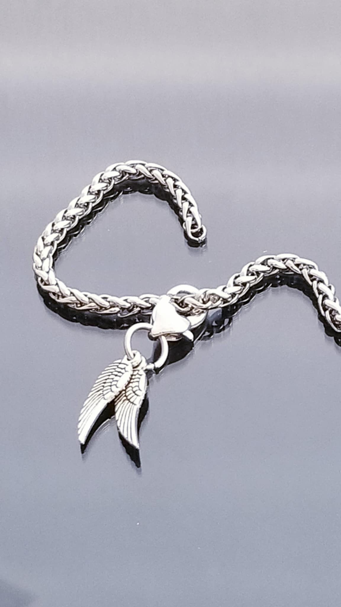 Angel Wings /Heart Charm Dangle /Open Heart Charm /Heart Lobster Clasp