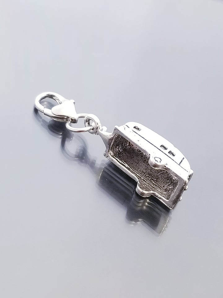 Camping Trailer RV Charm with Heart Lobster Clasp - Adventure Alloy Metal Jewelry