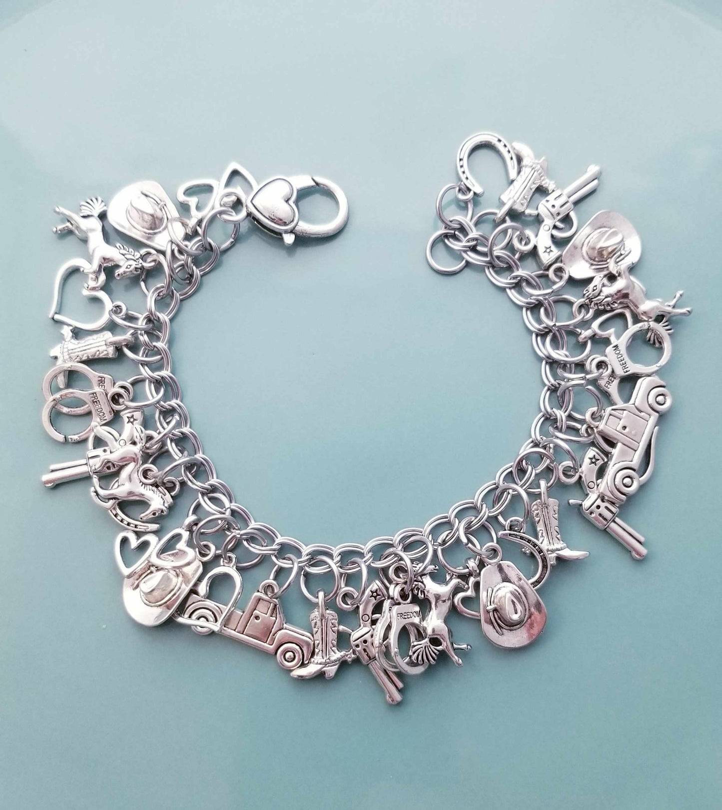 Size 8.5 22cm Chunky Charm Bracelet /Cowboy Charms /Ranching /Farming