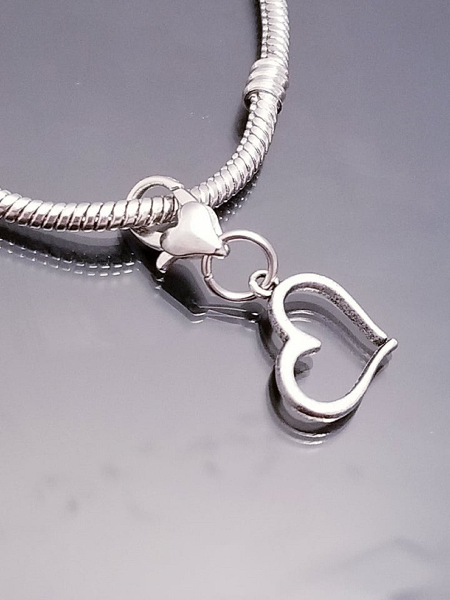 Heart Charm Dangle /Open Heart Charm /Heart Lobster Clasp