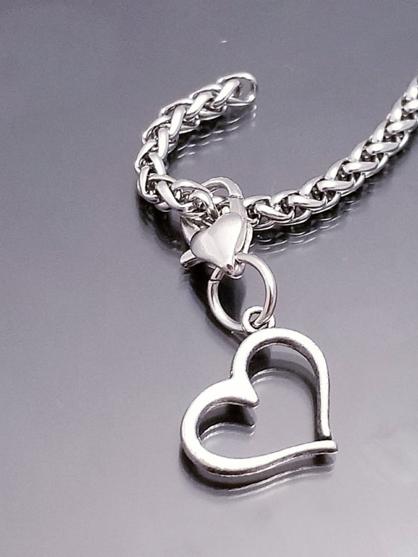 Heart Charm Dangle /Open Heart Charm /Heart Lobster Clasp