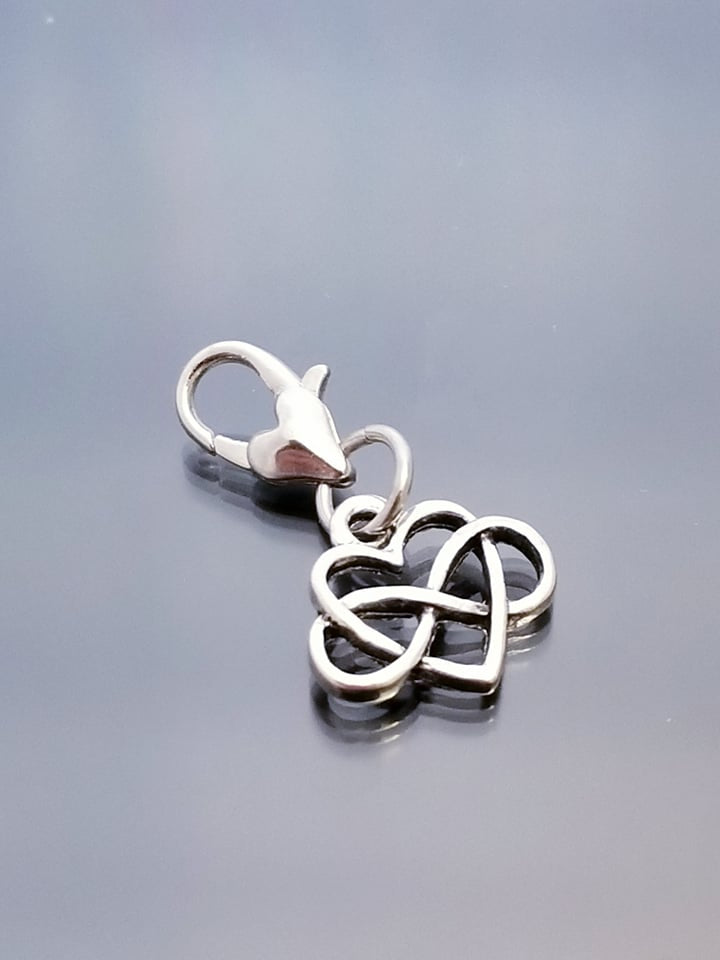 Heart charms / Infinity charms /Heart Lobster Clasp /Clip On Charms