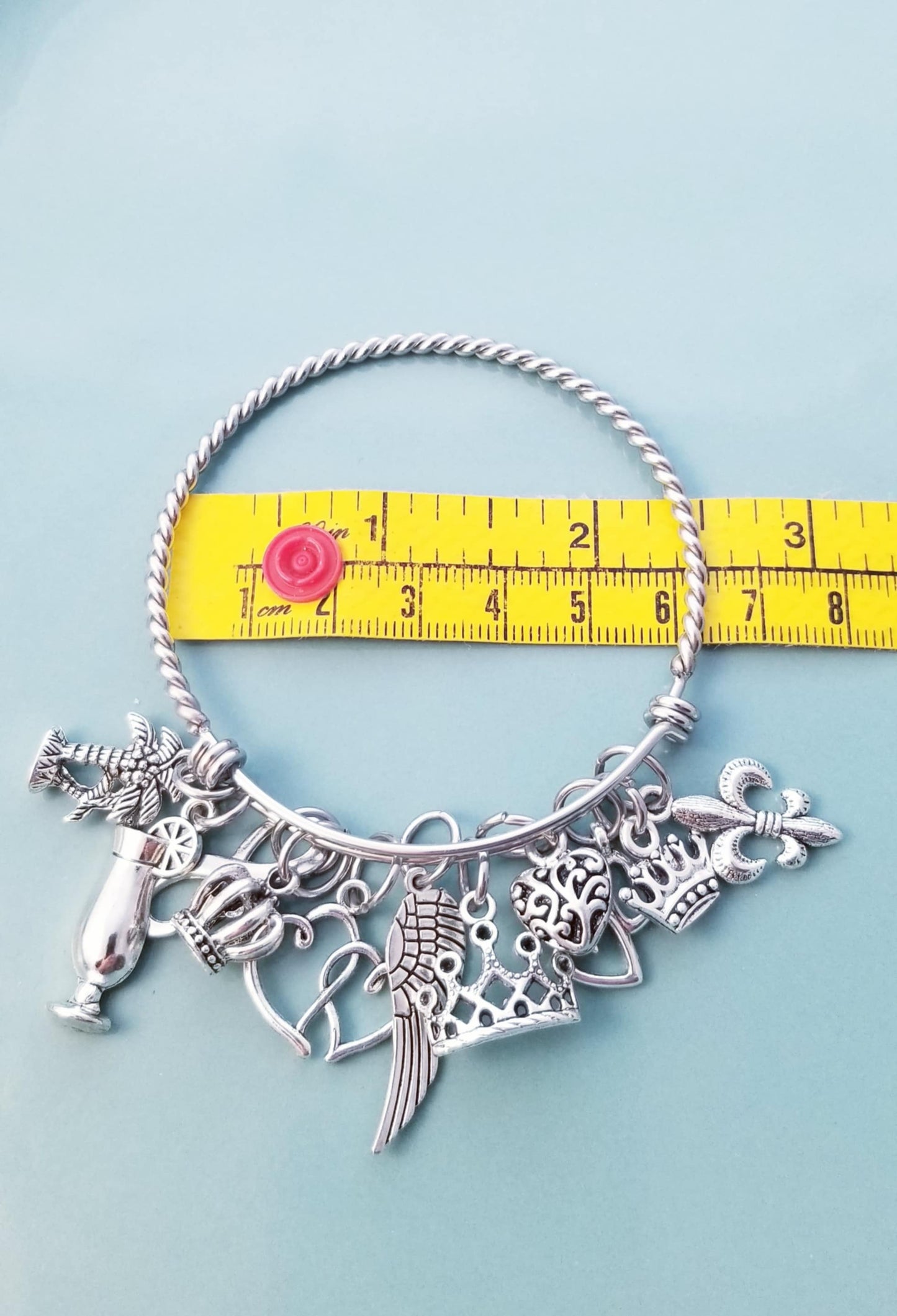 Chunky Charm Bracelet /Wire Bangle /Twisted Rope Bangle /Expandable /OSFM