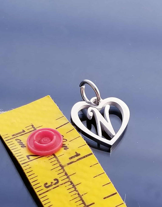 Letter N Charm /Heart Charm /For Bracelet Bangle Necklace image 1