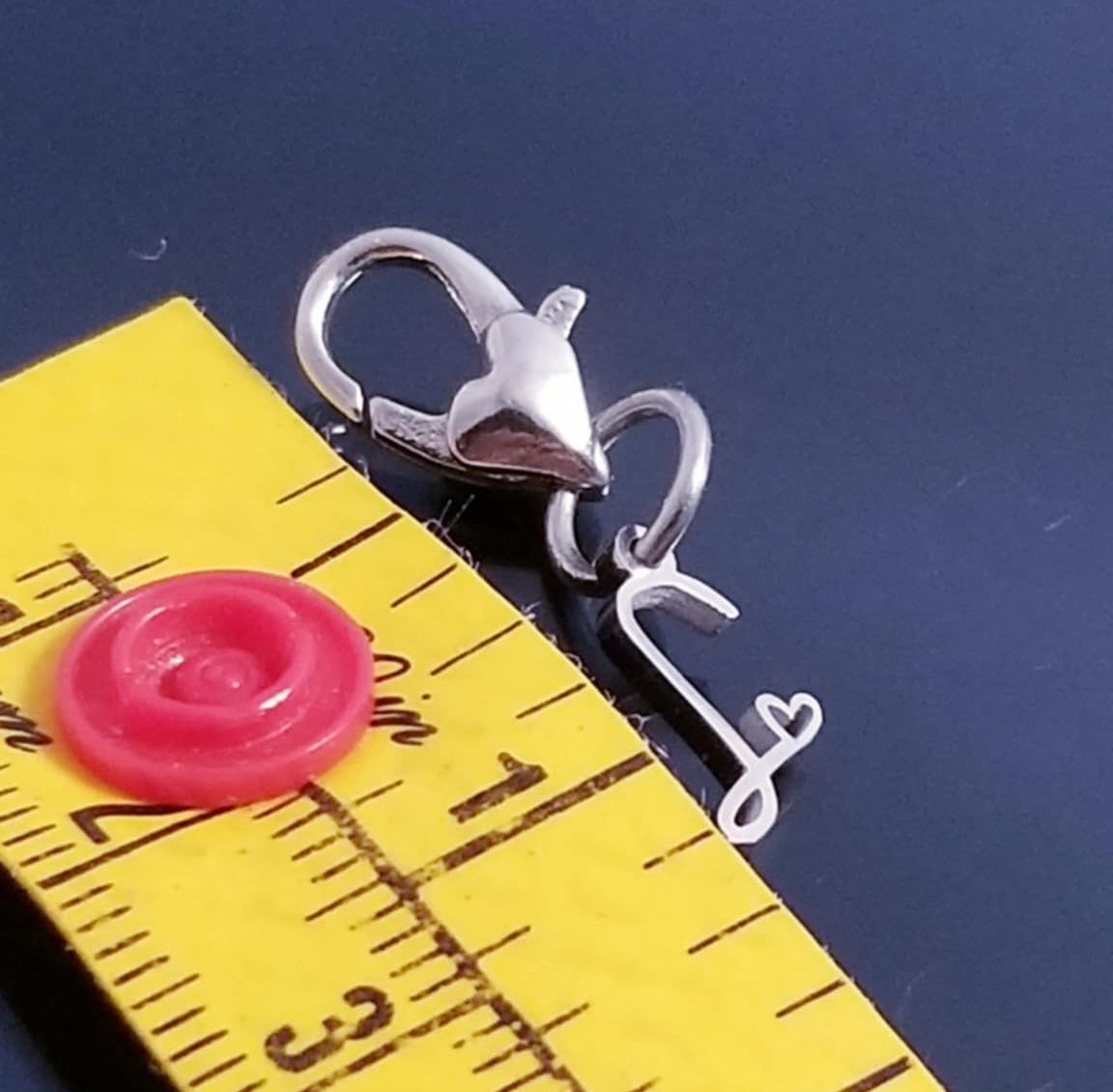 Initial S Charm Dangle /Letter S Charm /Heart Lobster Clasp /Dangle image 1