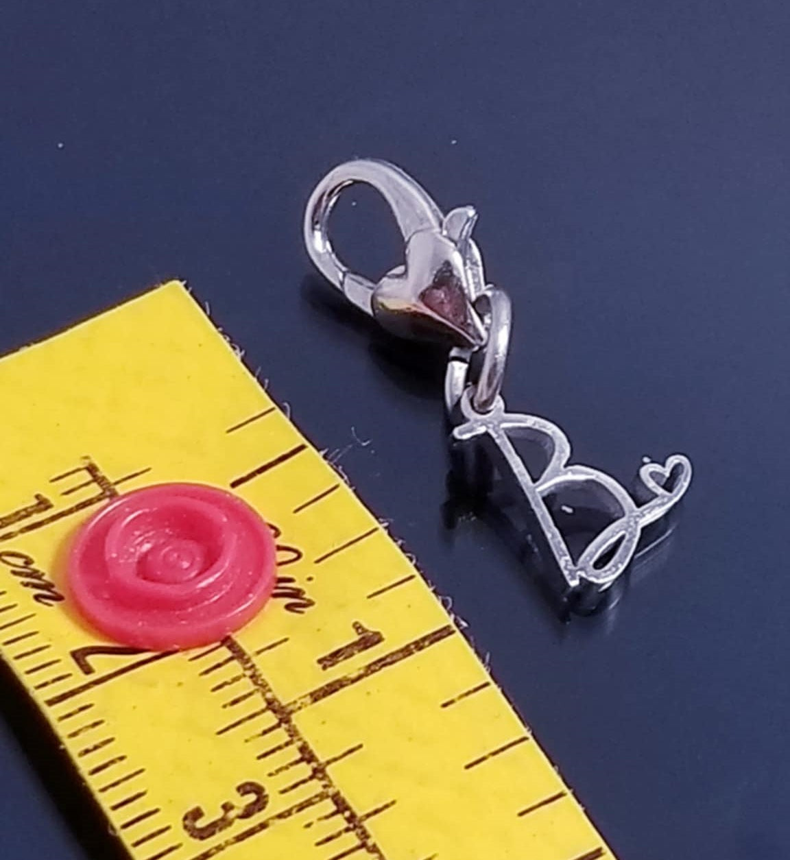 Initial B Charm Dangle /Letter B Charm /Heart Lobster Clasp /Dangle image 1