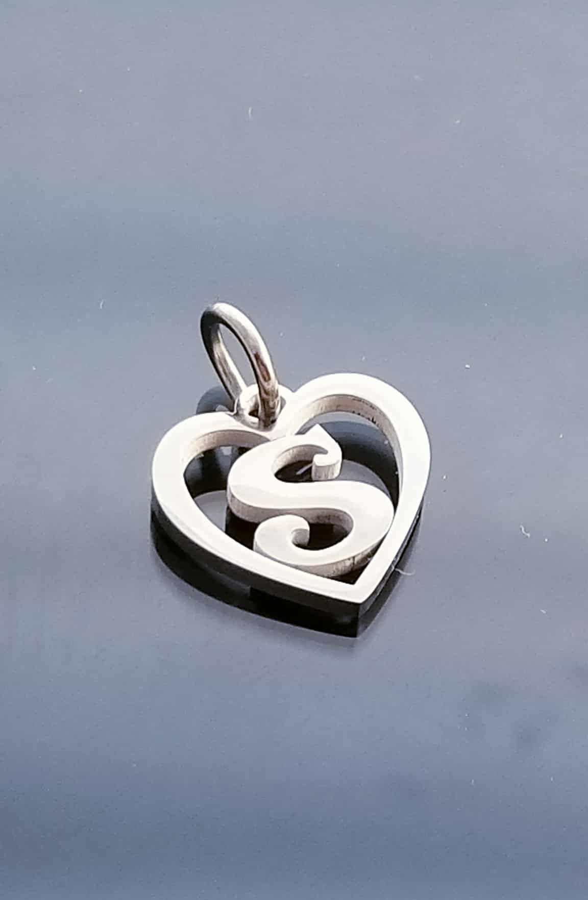 Letter S Charm /Heart Charm /For Bracelet Bangle Necklace image 0