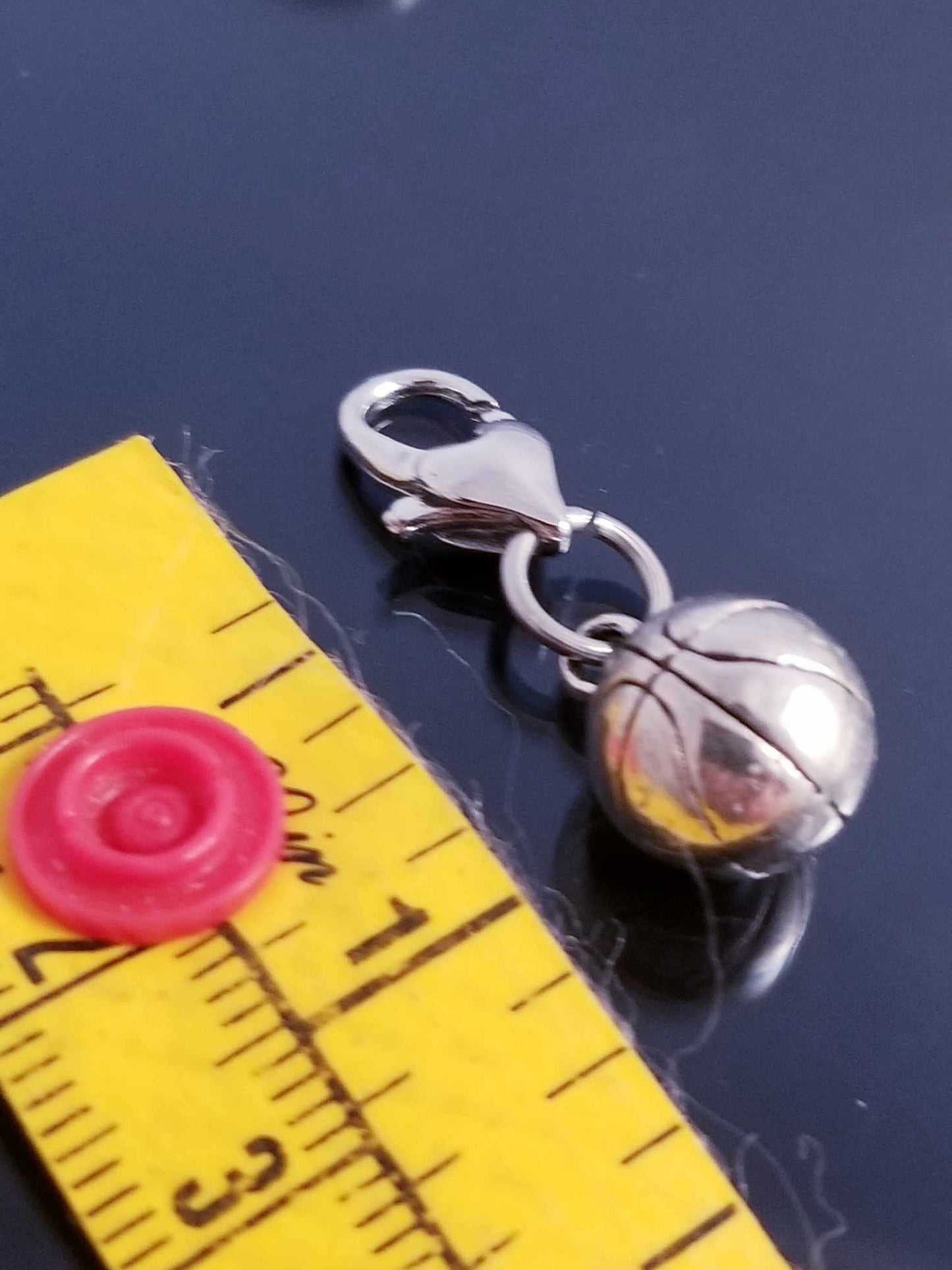 Basketball Charm/Sports Charm / Heart Lobster Clasp /Clip On Purse Charm image 1