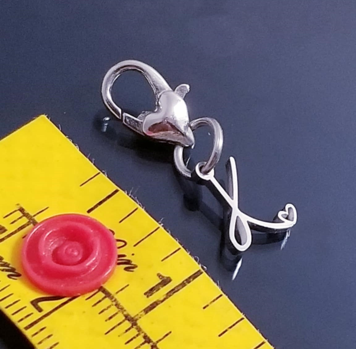 Initial K Charm Dangle /Letter K Charm /Heart Lobster Clasp /Dangle image 1
