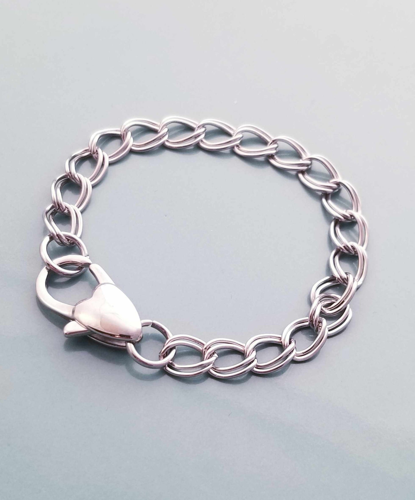 Size 8 /Heart Lobster Clasp /Double Link Bracelet / Starter Charm Brac
