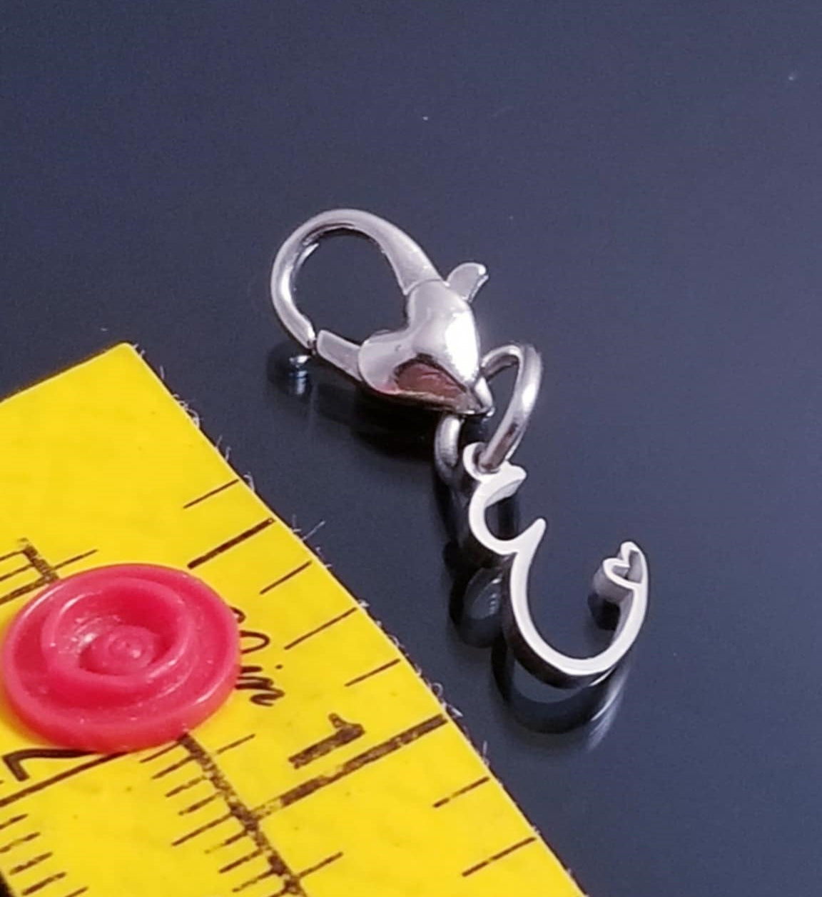 Initial E Charm Dangle /Letter E Charm /Heart Lobster Clasp /Dangle image 1