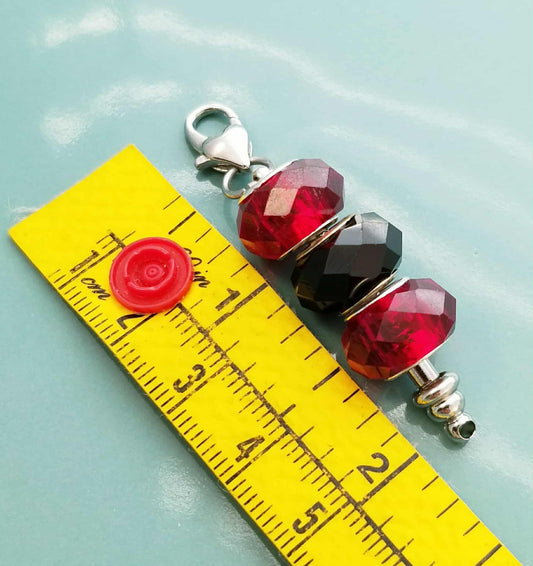 Red and Black Charm with Heart Lobster Clasp - Texas Tech University School Colors