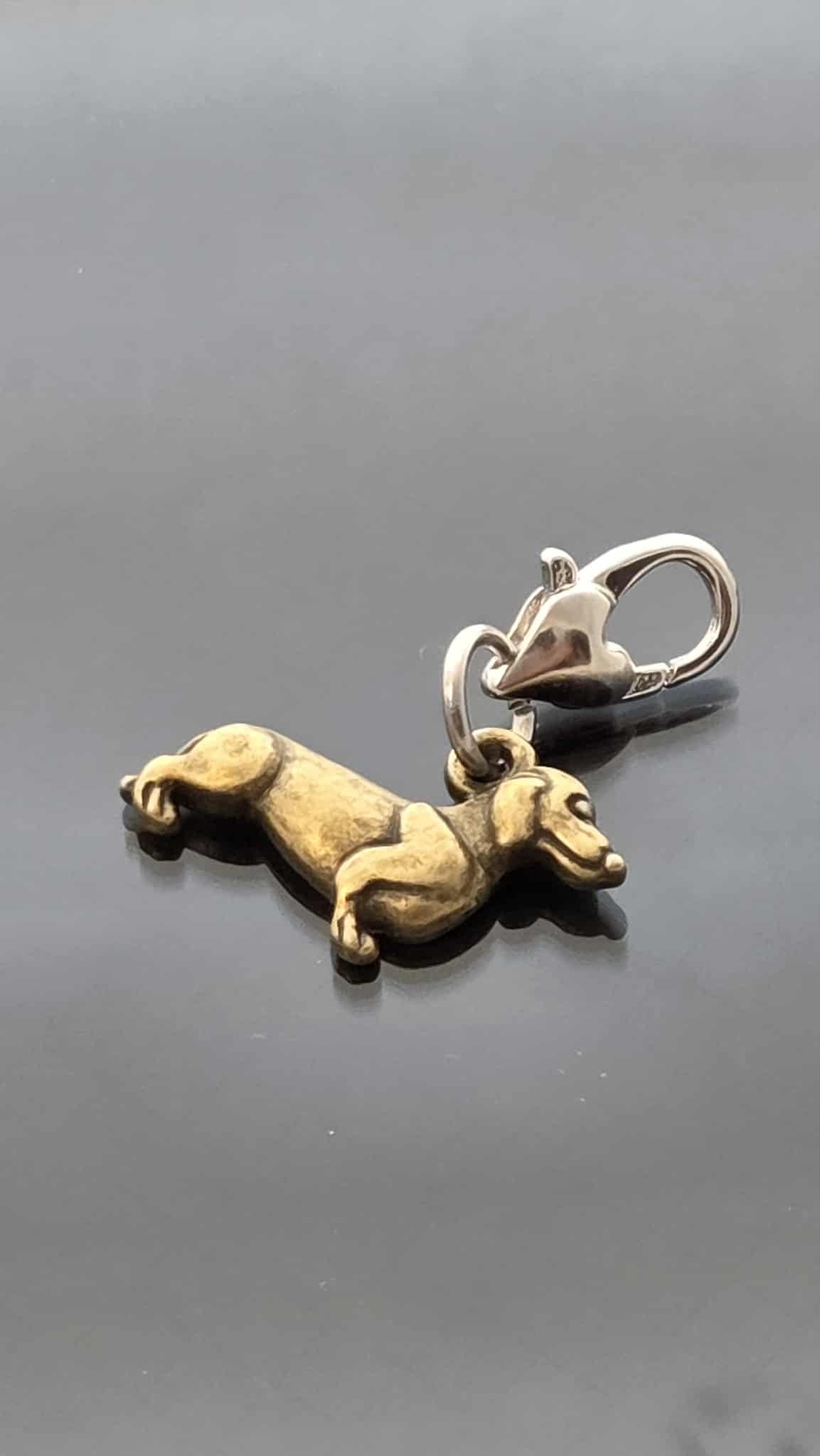 Dachshund on Heart Lobster Clasp Charm