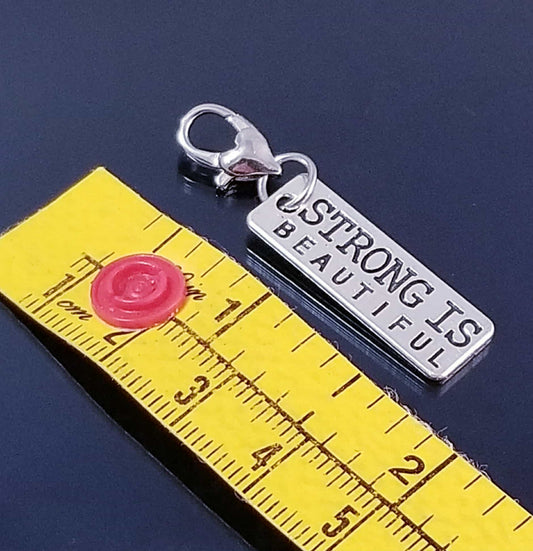 Strong is Beautiful Charm with Heart Lobster Clasp - Multi-Use Clip