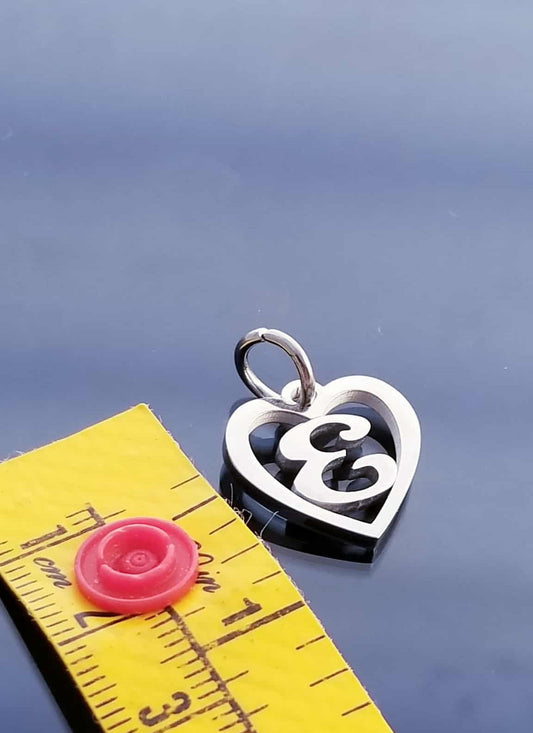 Letter E Charm /Heart Charm /For Bracelet Bangle Necklace image 1