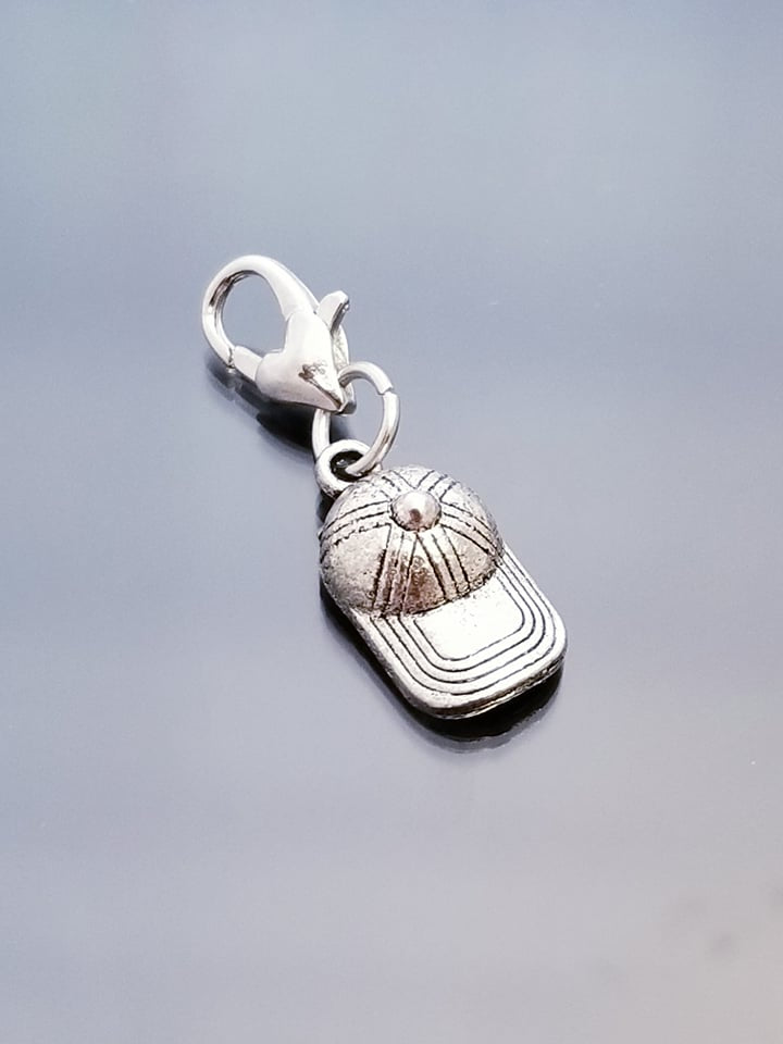 Baseball Cap Charm /Baseball Mom Charm/ Heart Lobster Clasp /Clip On Purse C image 0