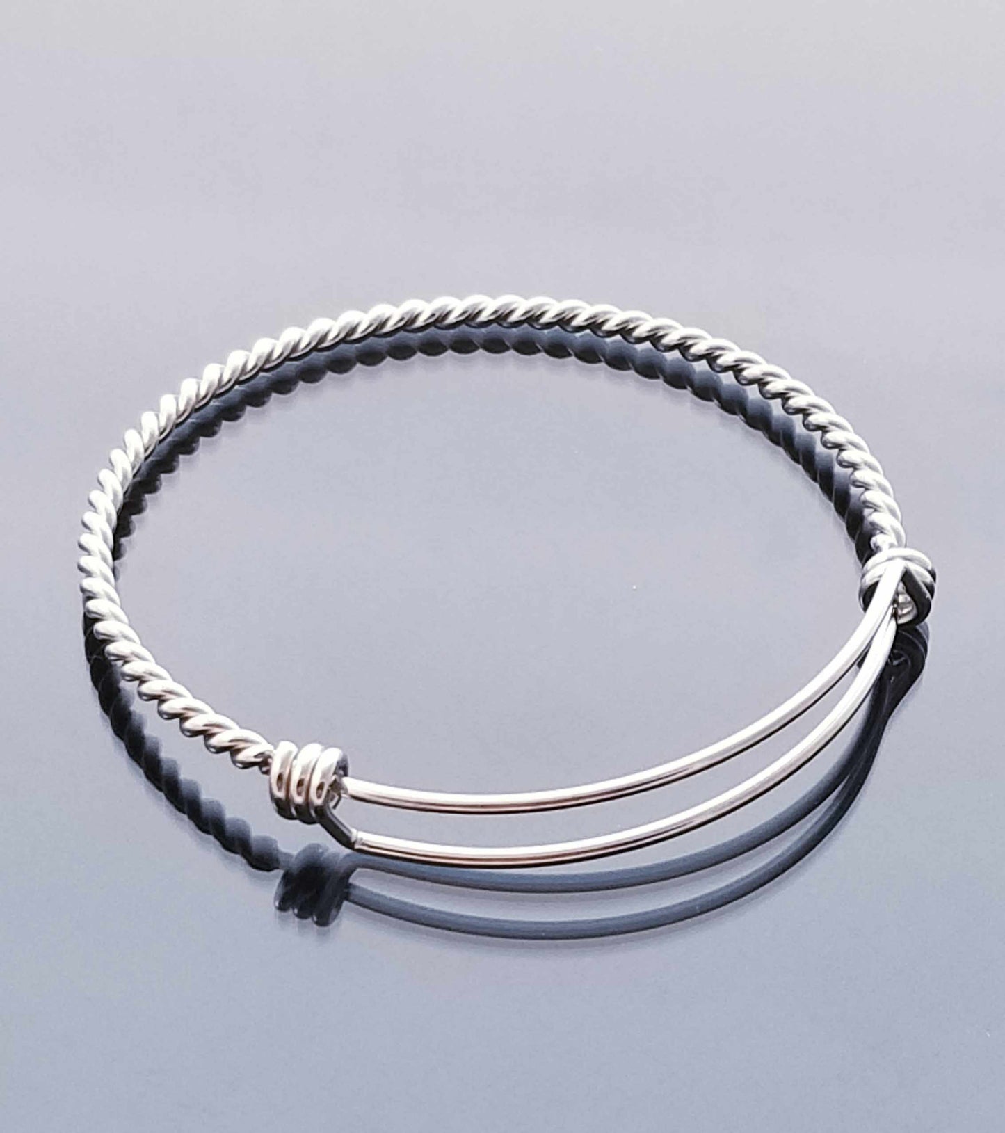 1 Silver Wire Bangle/Twisted Rope Bangle /Stackable Bangle /Charm Bangle image 0